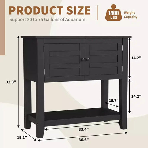 Meuble de support d'aquarium de 75-110 litres à double niveau, conception anti-basculement, rangement ouvert, pour salon, maison