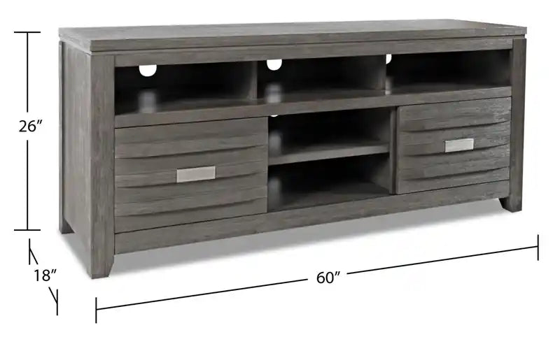 Meuble TV de 104 po avec rangement et gestion des câbles pour téléviseurs jusqu'à 65 po – Charbon de bois