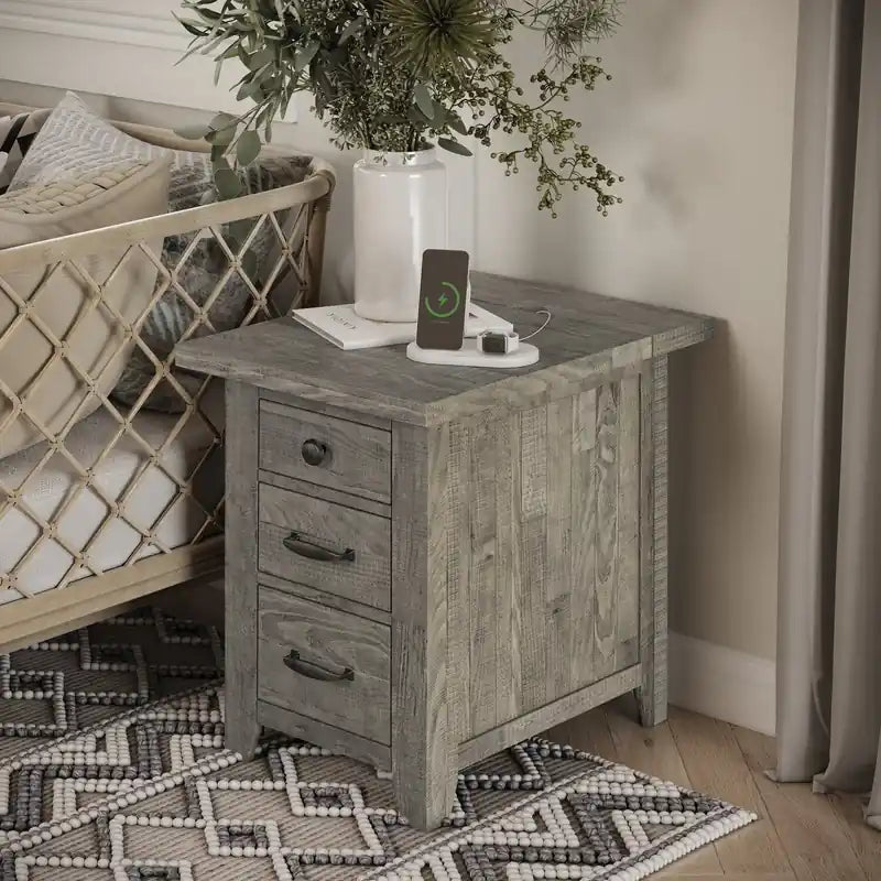 Table d'appoint rustique avec rangement de 18 po