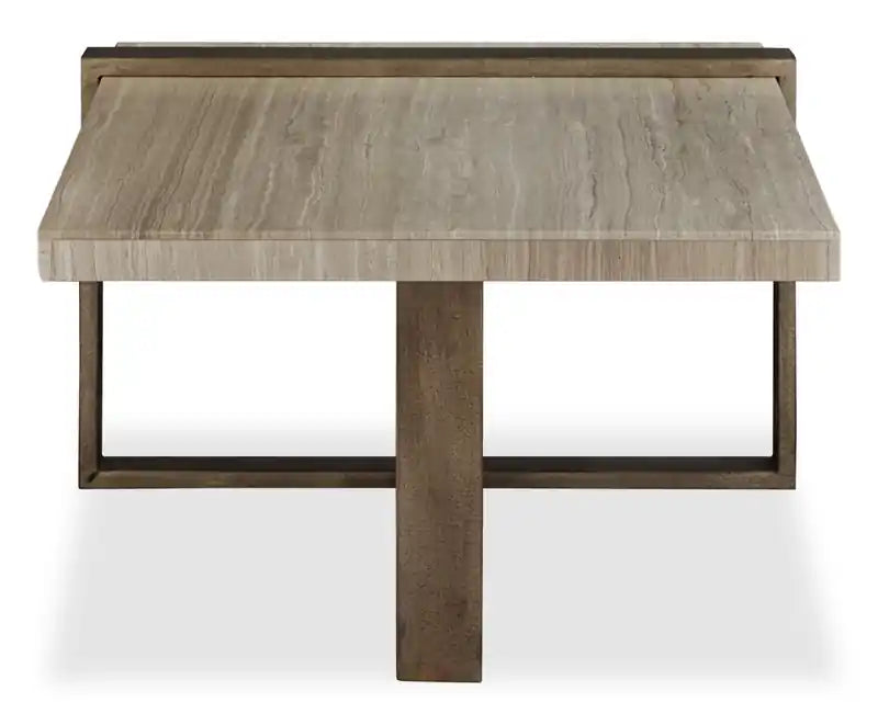 Table basse moderne 48 po – Beige/Bronze