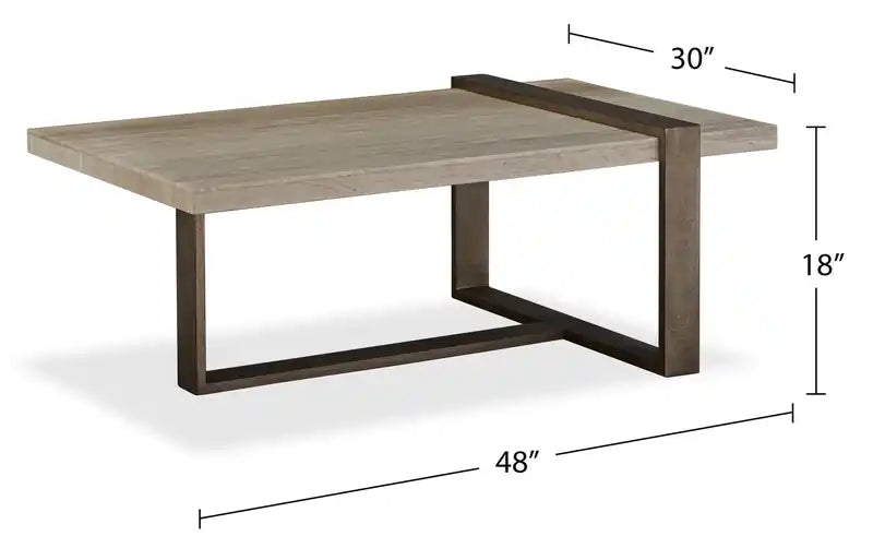 Table basse moderne 48 po – Beige/Bronze
