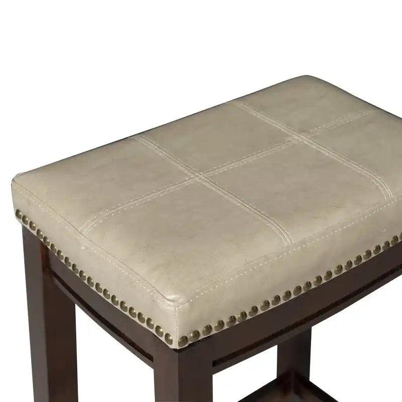 Tabouret de comptoir sans dossier en similicuir beige Claridge
