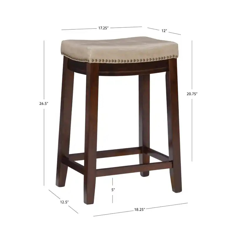 Tabouret de comptoir sans dossier en similicuir beige Claridge