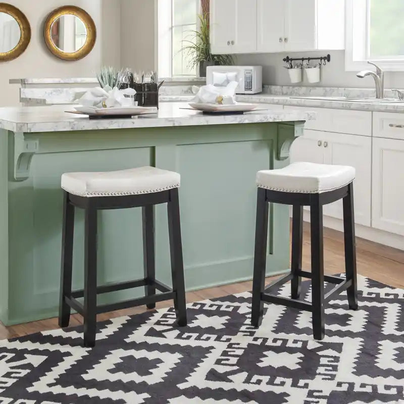 Tabouret de comptoir sans dossier en similicuir Claridge – Noir et blanc
