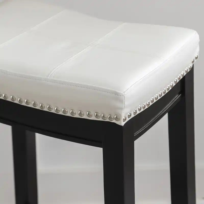 Tabouret de comptoir sans dossier en similicuir Claridge – Noir et blanc