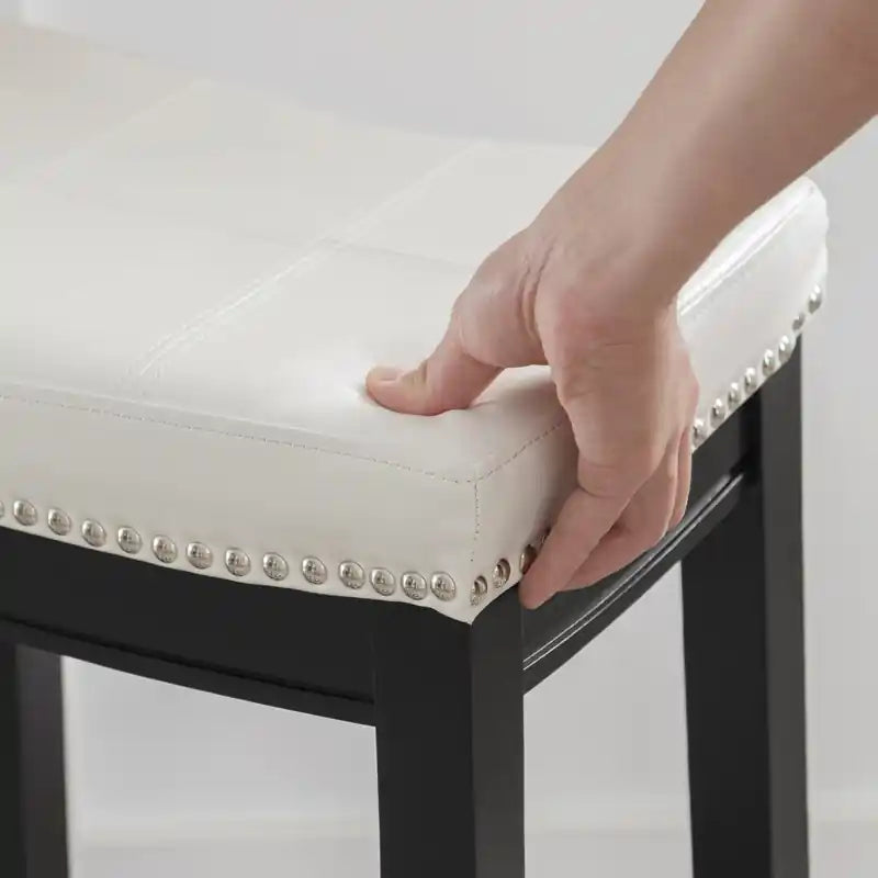 Tabouret de comptoir sans dossier en similicuir Claridge – Noir et blanc