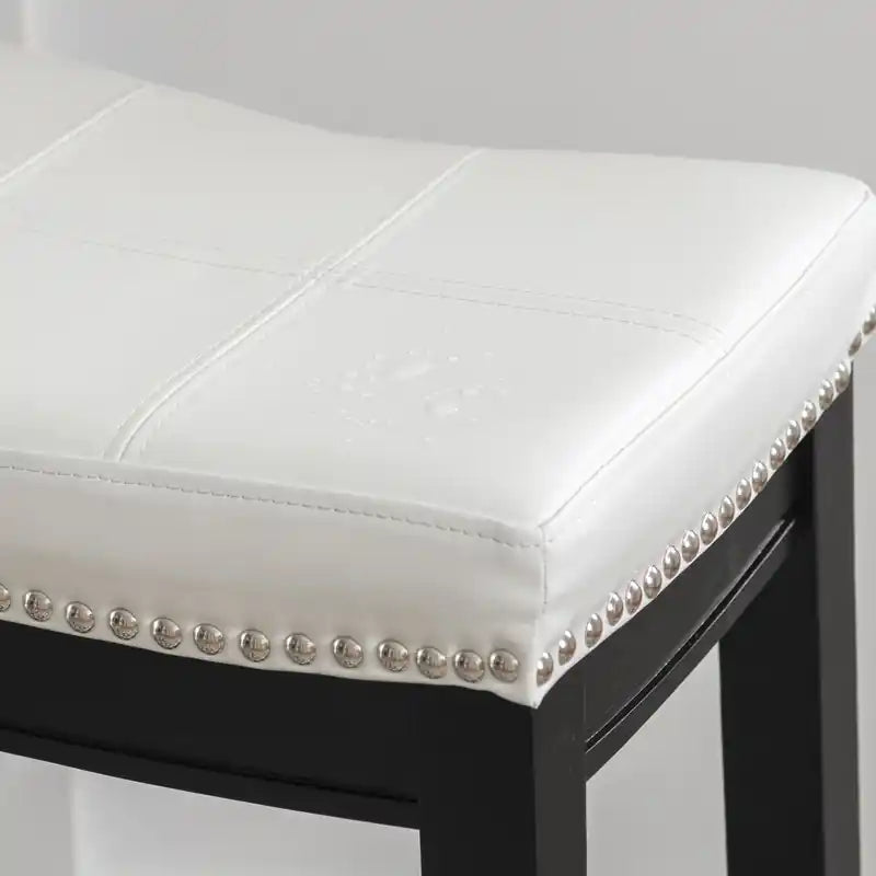 Tabouret de comptoir sans dossier en similicuir Claridge – Noir et blanc