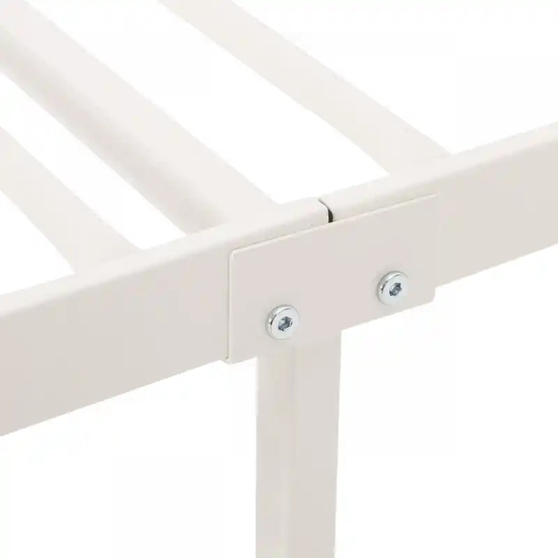 Cadre de lit en métal avec tête et pied de lit au design circulaire, taille king, lit king blanc
