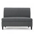 Haley Fabric Armless Loveseat With Hidden Storage And Wood Legs