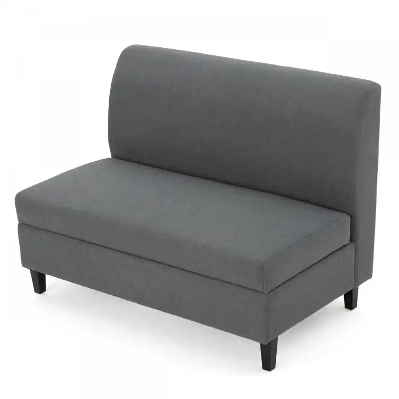 Causeuse en tissu sans accoudoirs avec rangement caché et pieds en bois