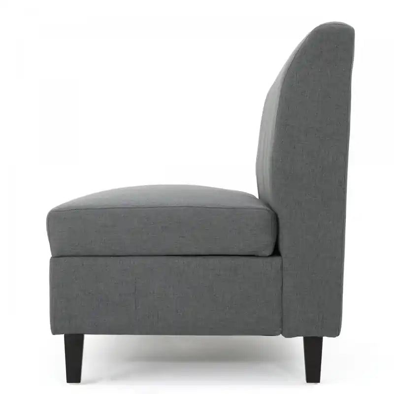 Causeuse en tissu sans accoudoirs avec rangement caché et pieds en bois