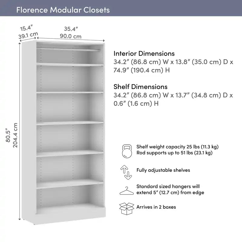 Système de rangement avec étagères pour placard simple/dressing