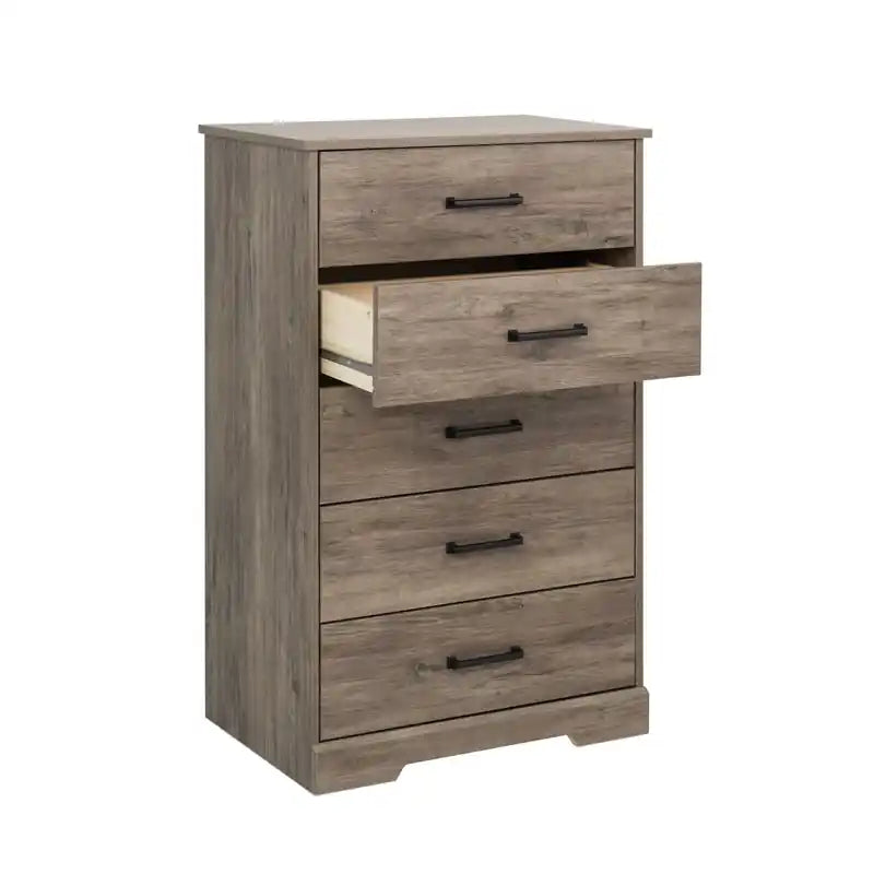 Commode haute à 5 tiroirs – Commode de chambre à coucher de style ferme moderne, 3 couleurs