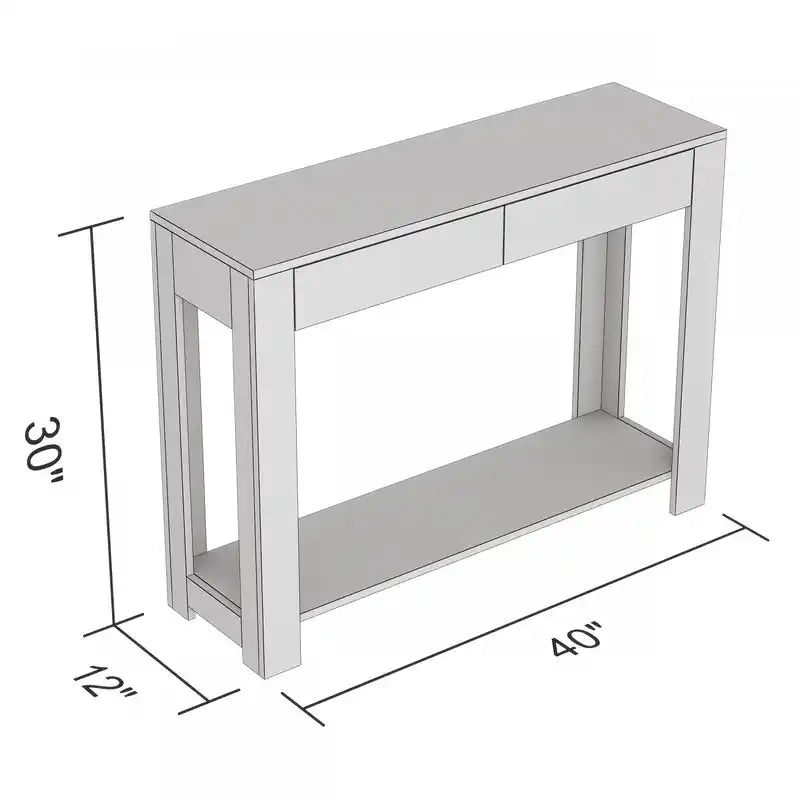 Console de 40 po avec 2 tiroirs et une tablette – Taupe foncé