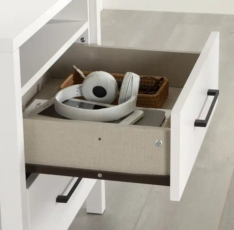 Table de chevet 2 tiroirs - Blanc Pur