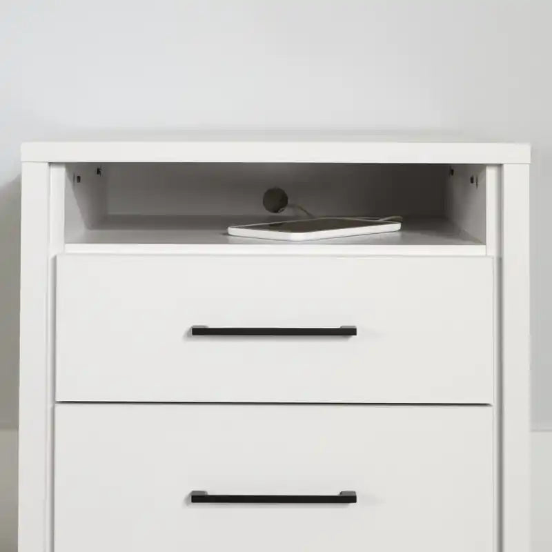 Table de chevet 2 tiroirs - Blanc Pur