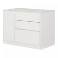 Myro Kitchen Island With Door And Drawers - Faux White Marble And White