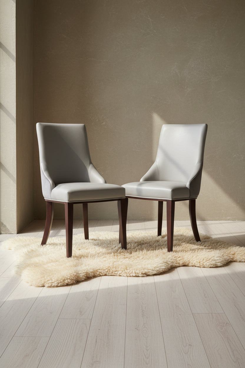 Manhattan Comfort Set of 2 Shubert Modern Faux Leather & Velvet Dining Chairs
