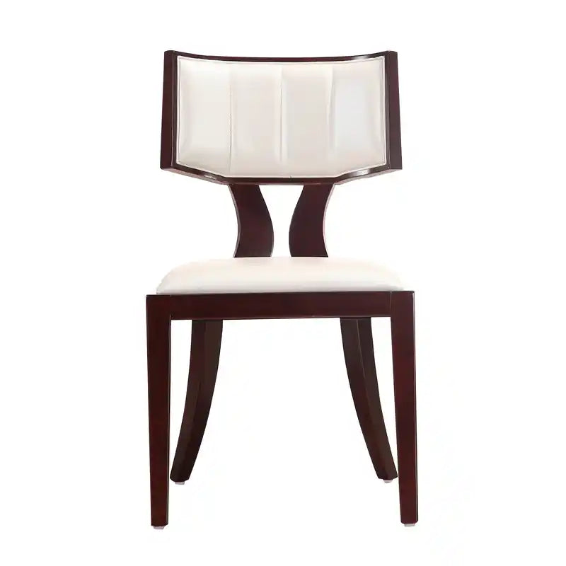 Chaises de salle à manger en similicuir – Blanc nacré et Noyer
