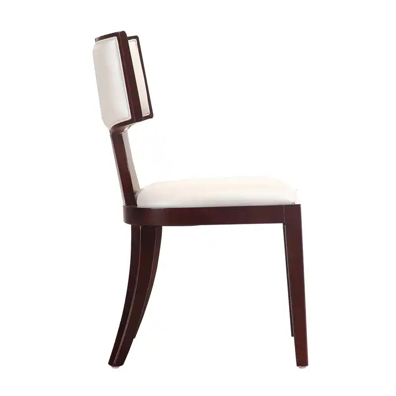 Chaises de salle à manger en similicuir – Blanc nacré et Noyer