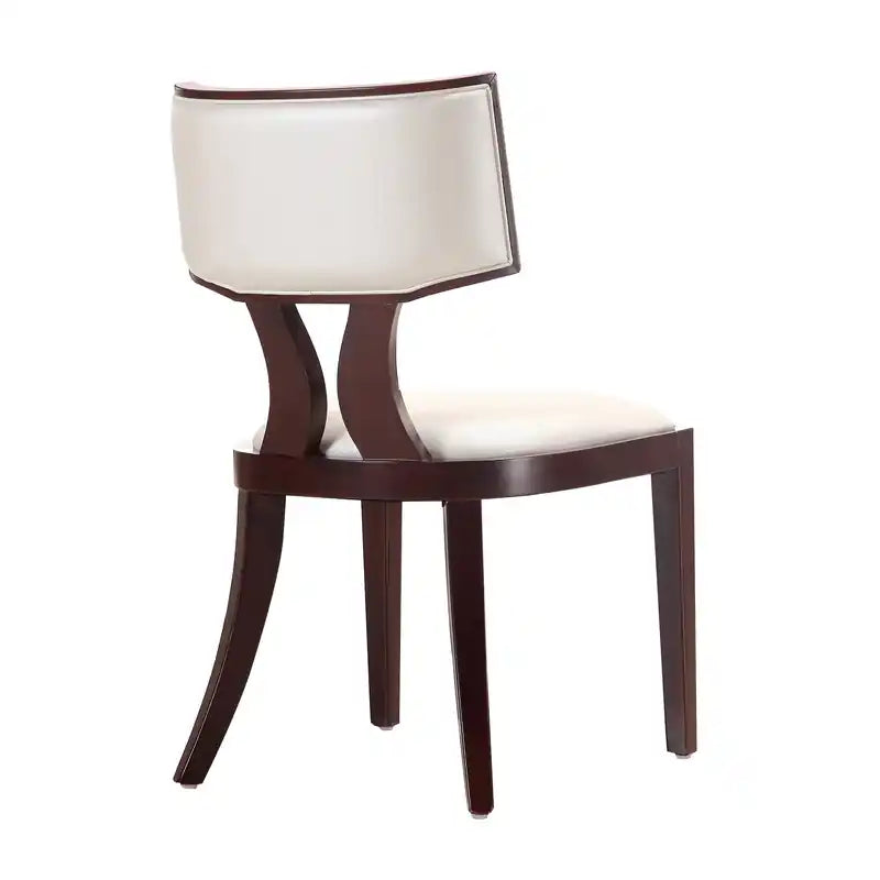 Chaises de salle à manger en similicuir – Blanc nacré et Noyer
