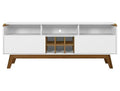 Manhattan Comfort Camberly 62.99 TV Stand with 5 Shelves & Wine Storage - White & Cinnamon