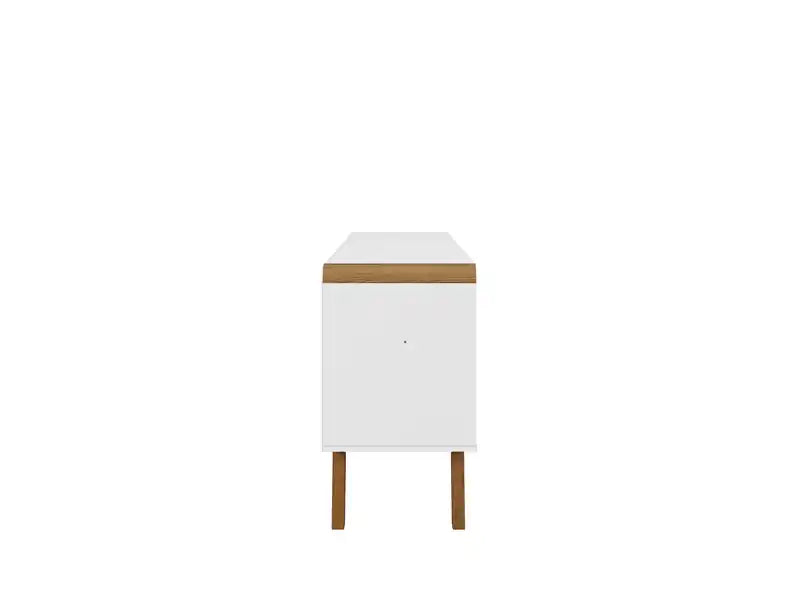 Meuble TV 62,99 po avec 5 tablettes et rangement pour le vin – blanc et cannelle