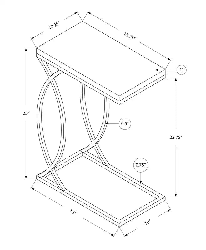 Table d'appoint en ciment gris avec accent en métal chromé