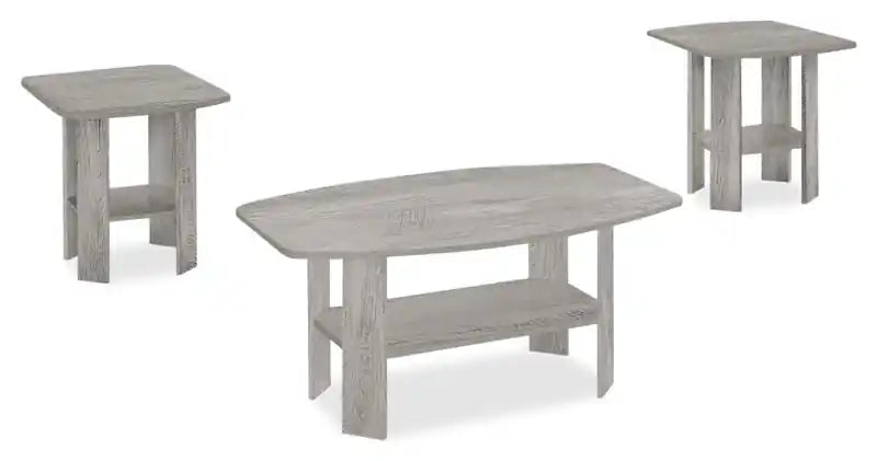 Everest 35.5 Modern 3-Pack Coffee + 2 End Tables with Shelf