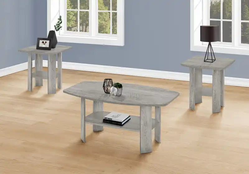 35.5 Ensemble moderne de 3 tables basses + 2 tables d'appoint avec étagère