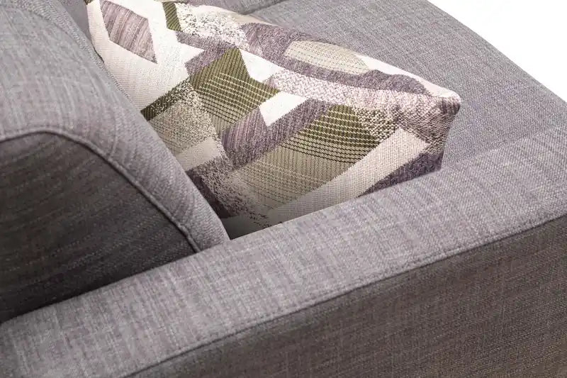Causeuse en tissu d'aspect lin de 63 po avec pieds en bois et coussins de dossier capitonnés - Gris anthracite