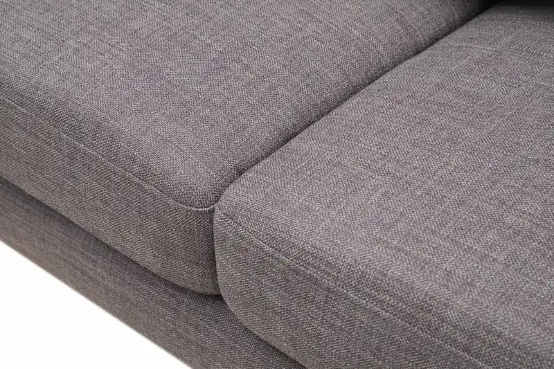Causeuse en tissu d'aspect lin de 63 po avec pieds en bois et coussins de dossier capitonnés - Gris anthracite