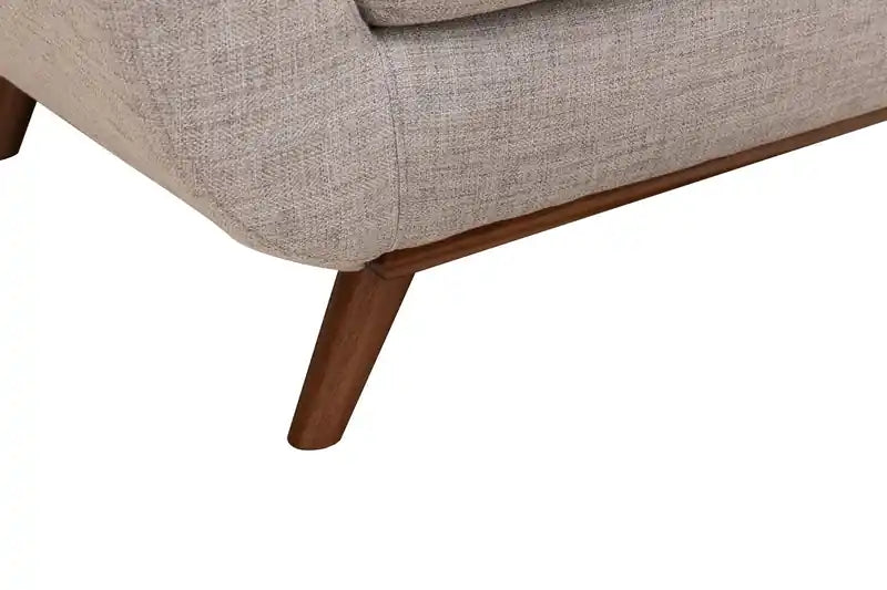 Causeuse en tissu d'aspect lin de 63 po avec pieds en bois et coussins de dossier capitonnés - Gris anthracite