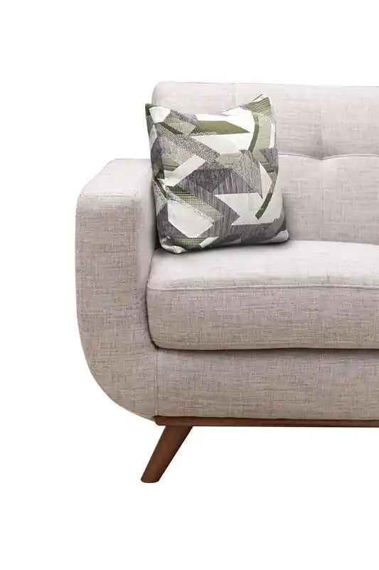 Causeuse en tissu d'aspect lin de 63 po avec pieds en bois et coussins de dossier capitonnés - Gris anthracite