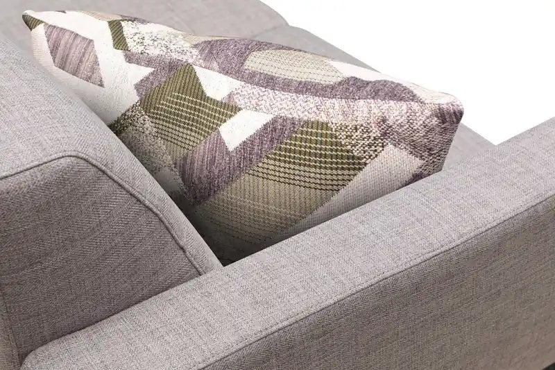 Causeuse en tissu d'aspect lin de 63 po avec pieds en bois et coussins de dossier capitonnés - Gris anthracite