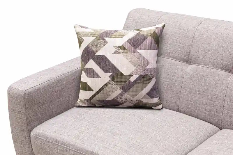 Causeuse en tissu d'aspect lin de 63 po avec pieds en bois et coussins de dossier capitonnés - Gris anthracite
