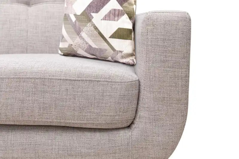 Causeuse en tissu d'aspect lin de 63 po avec pieds en bois et coussins de dossier capitonnés - Gris anthracite