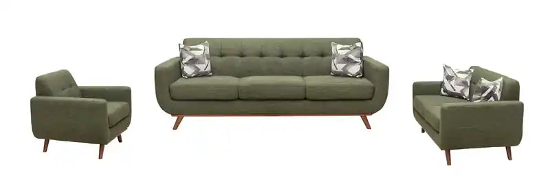 Causeuse en tissu d'aspect lin de 63 po avec pieds en bois et coussins de dossier capitonnés - Gris anthracite