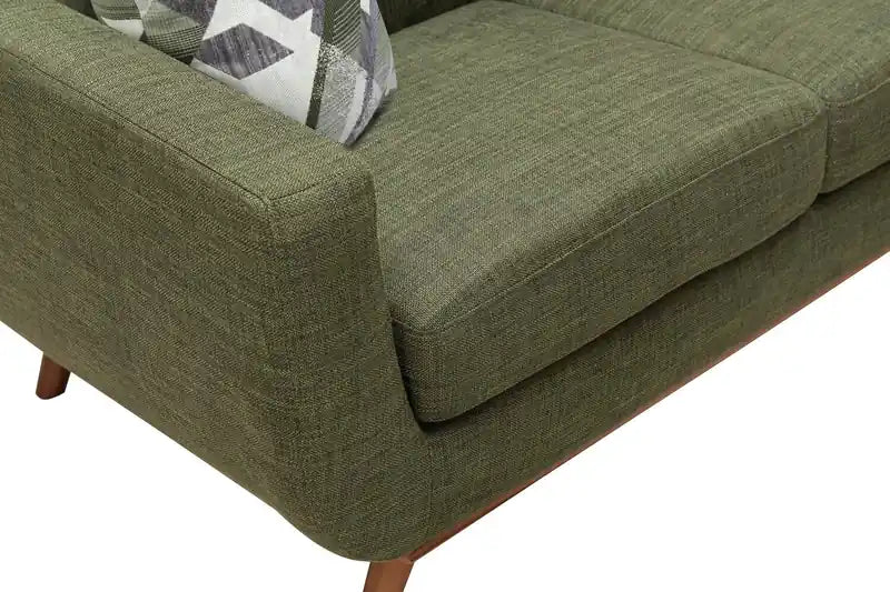 Causeuse en tissu d'aspect lin de 63 po avec pieds en bois et coussins de dossier capitonnés - Gris anthracite