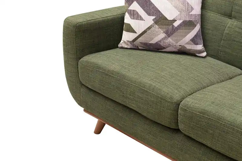 Causeuse en tissu d'aspect lin de 63 po avec pieds en bois et coussins de dossier capitonnés - Gris anthracite