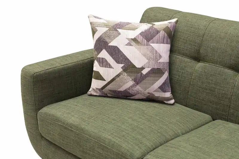 Causeuse en tissu d'aspect lin de 63 po avec pieds en bois et coussins de dossier capitonnés - Gris anthracite