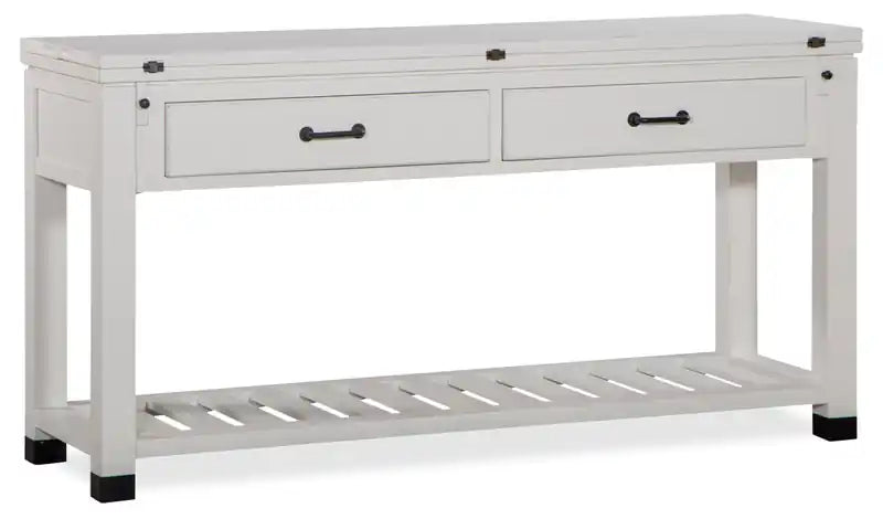 Harper 60 Modern Sofa Table with Storage and Shelf - White Pine