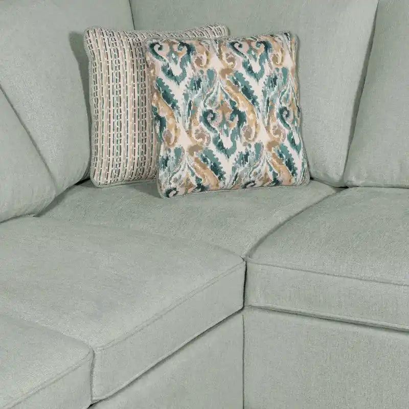 Tissu chenille orienté à gauche - Bleu écume de mer