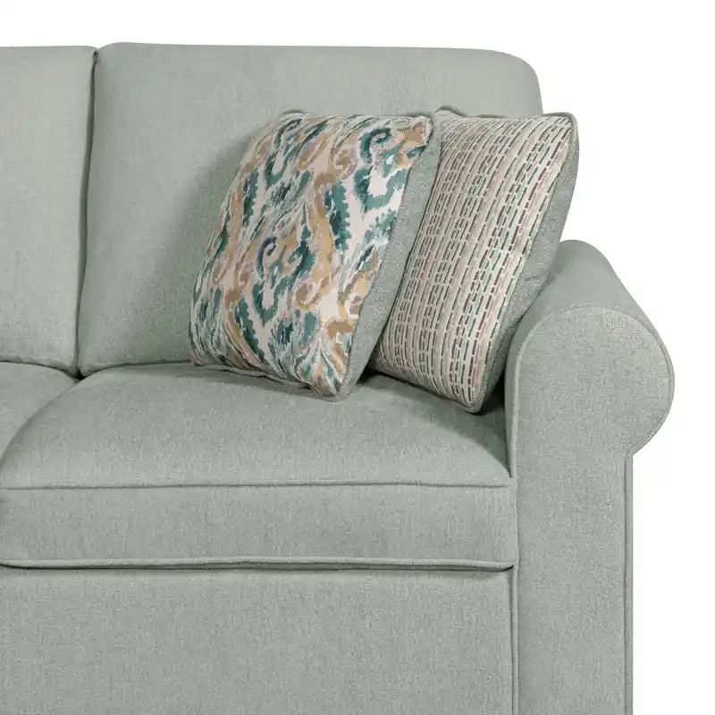 Tissu chenille orienté à gauche - Bleu écume de mer