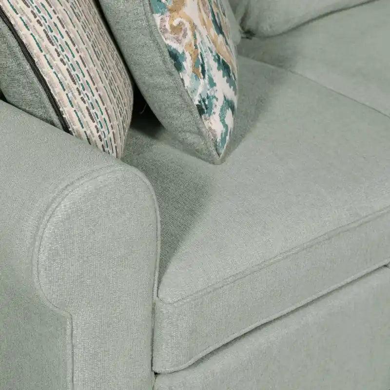 Tissu chenille orienté à gauche - Bleu écume de mer