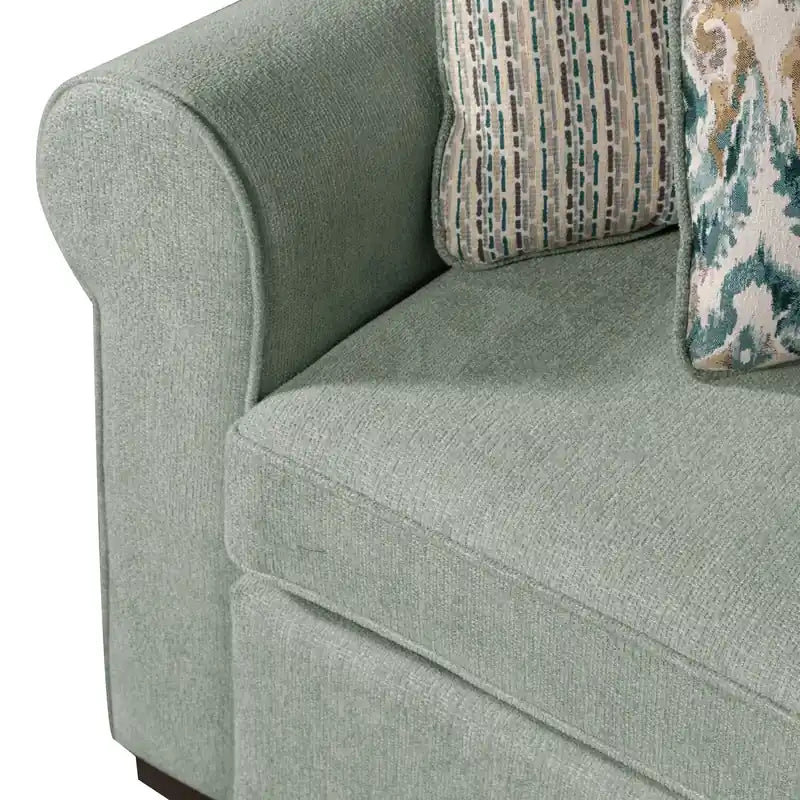 Tissu chenille orienté à gauche - Bleu écume de mer