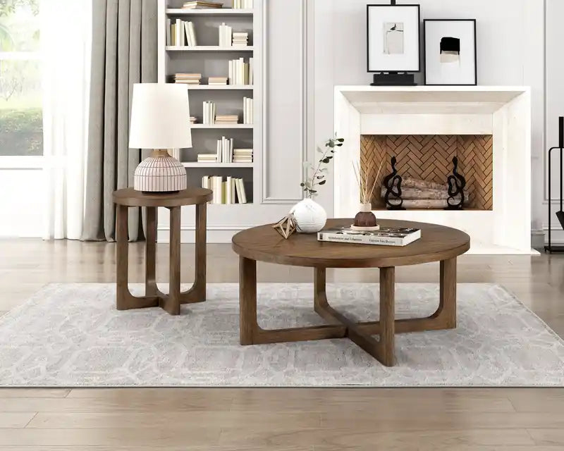 Table basse ronde 42 po - Noyer clair