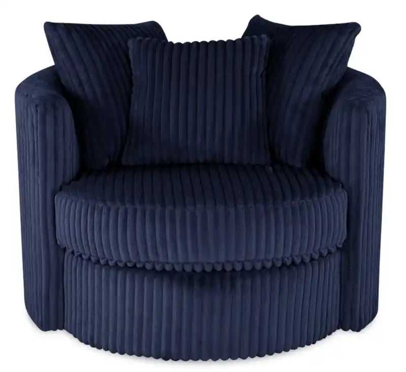 Fauteuil d'appoint douillet pivotant en tissu chenille 42 po - Groove Midnight Blue