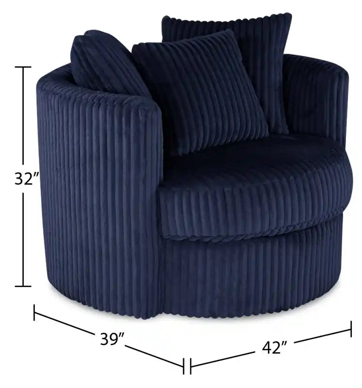 Fauteuil d'appoint douillet pivotant en tissu chenille 42 po - Groove Midnight Blue