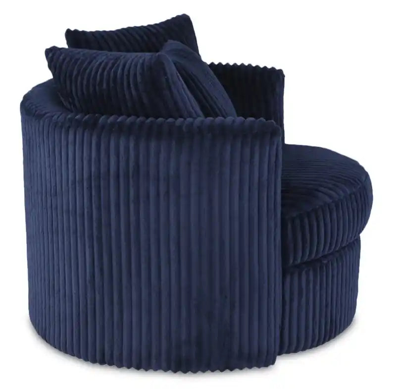 Fauteuil d'appoint douillet pivotant en tissu chenille 42 po - Groove Midnight Blue